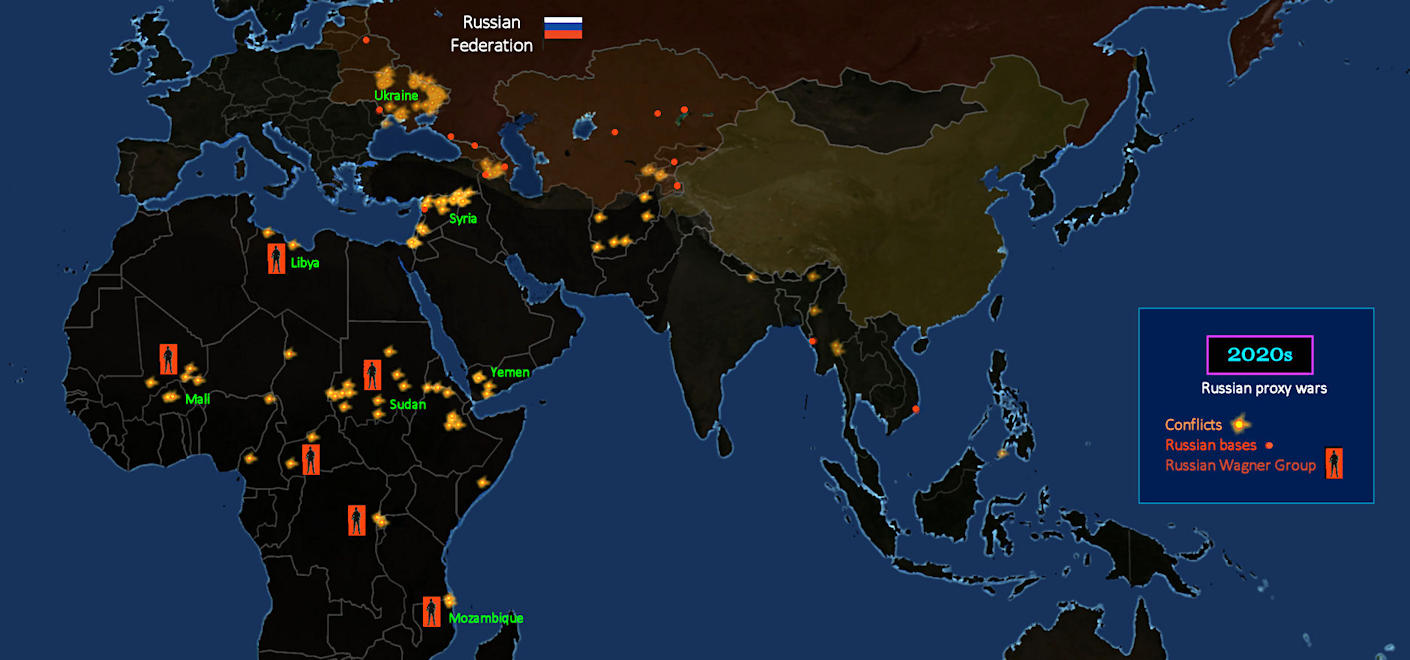 Russian proxy wars, 2020s map